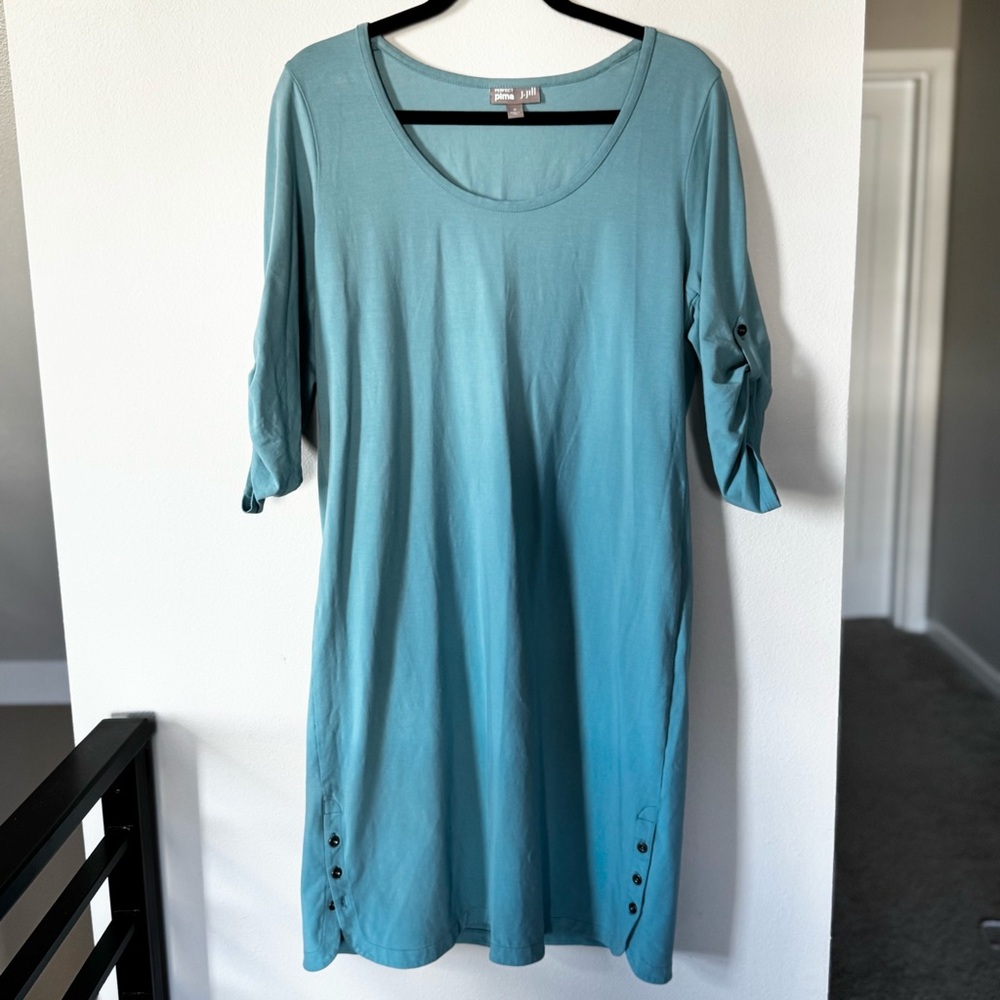 J. Jill Knit Pima blue Cotton midi Dress M